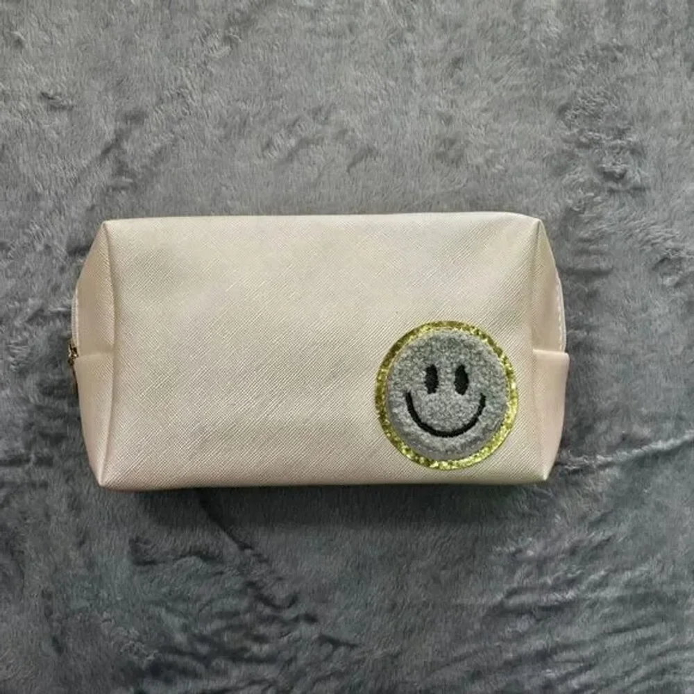 Smiley Face Makeup Bag Cream Cosmetic Pouch